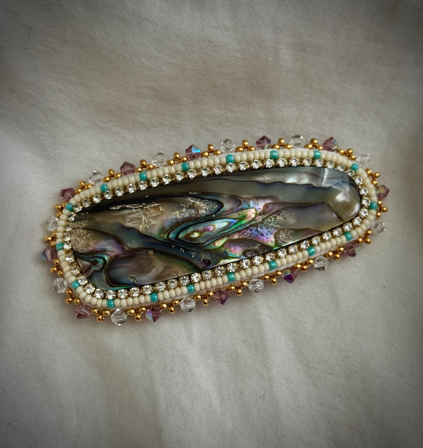 Abalone and Swarovski barrette