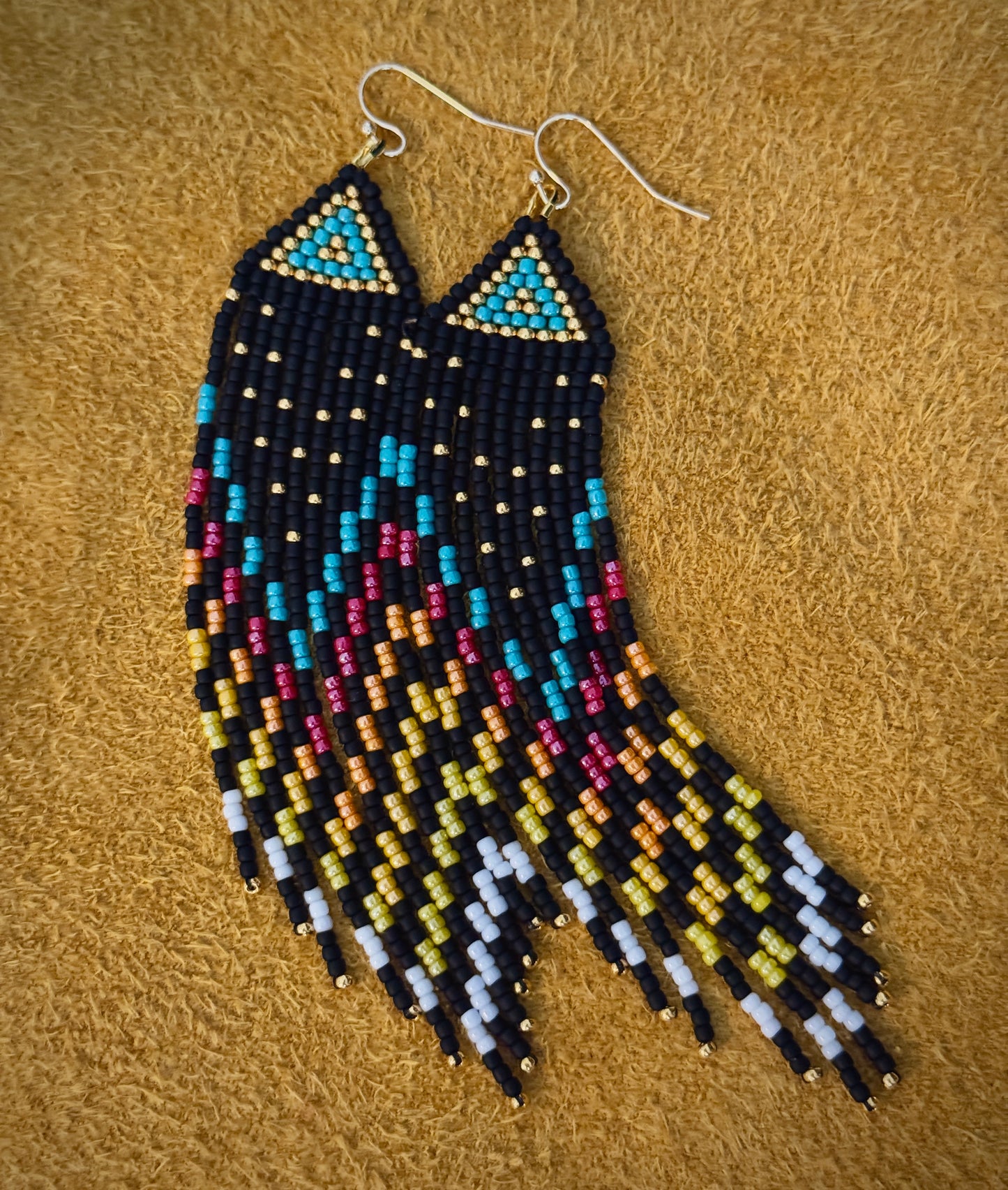 4” long rainbow fringe