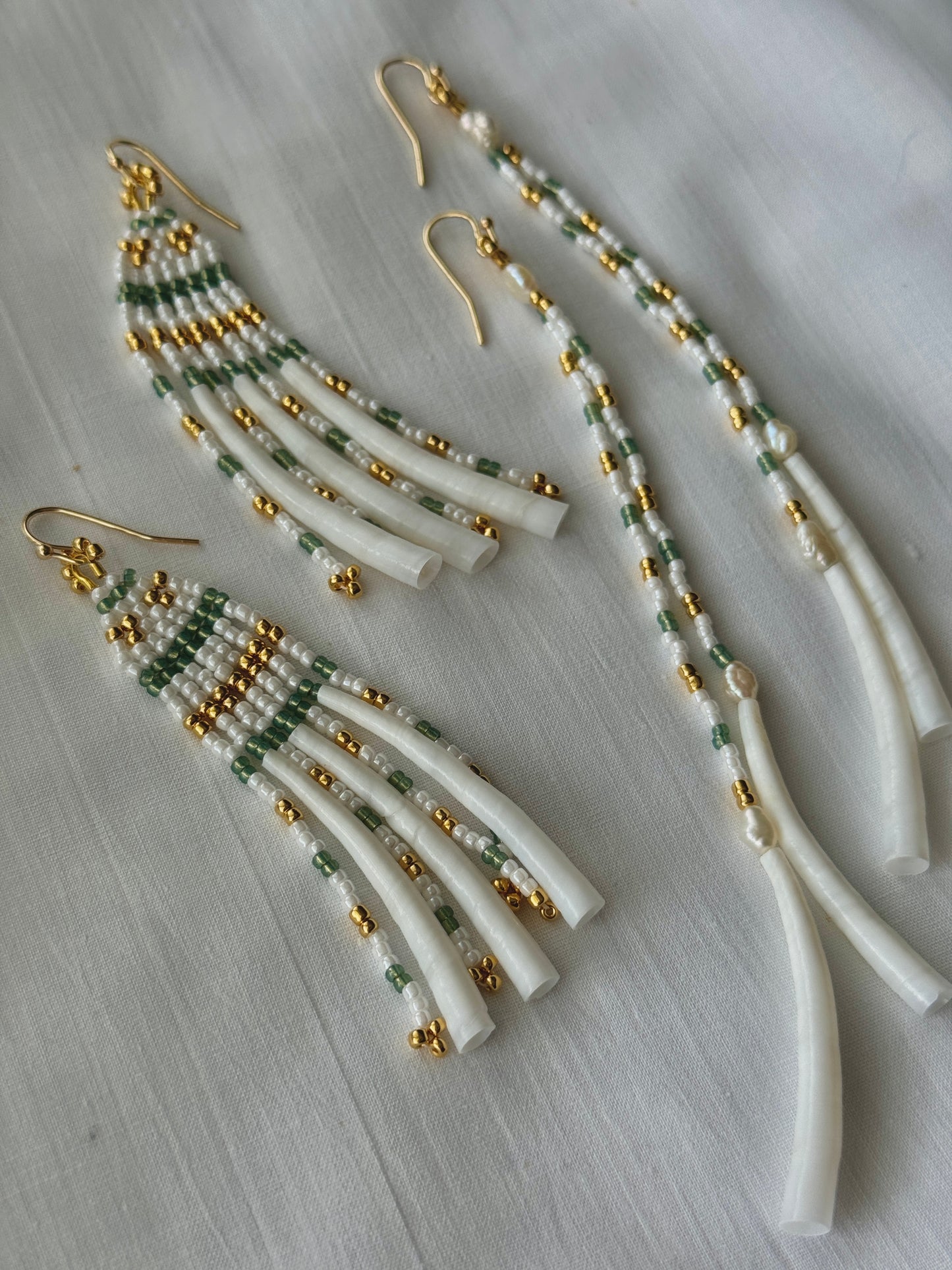 2 Strand Dentalium Earrings