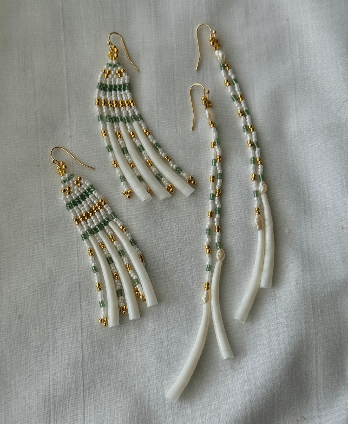 2 Strand Dentalium Earrings