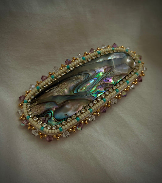 Abalone and Swarovski barrette