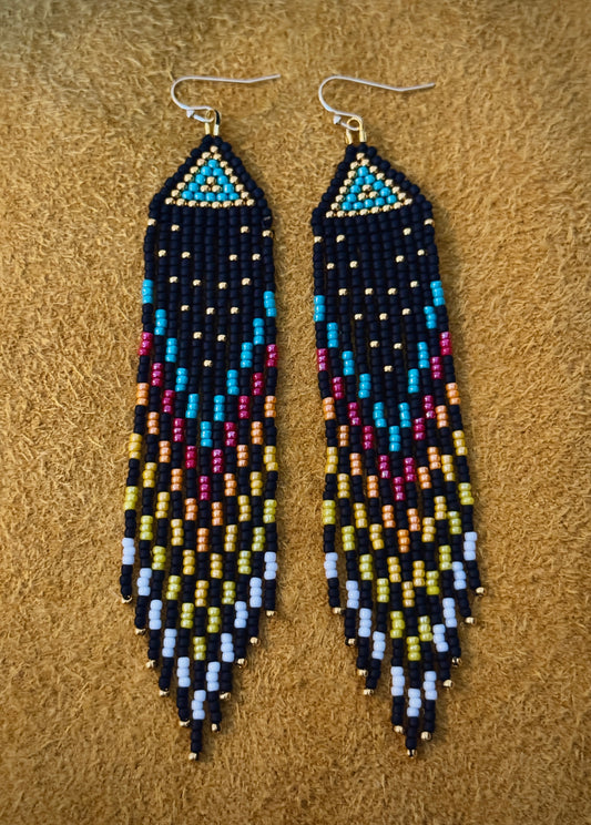 4” long rainbow fringe
