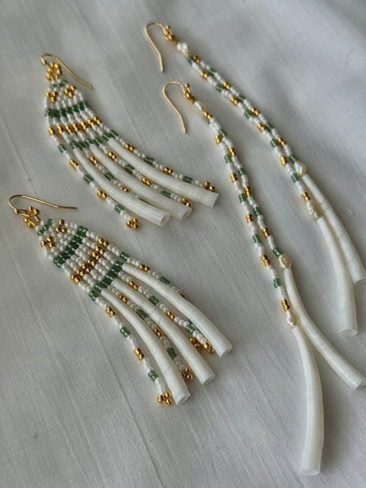 2 Strand Dentalium Earrings